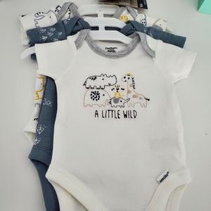 Gerber Newborn Premie Onesie 3 Pack in Wild Animal Print